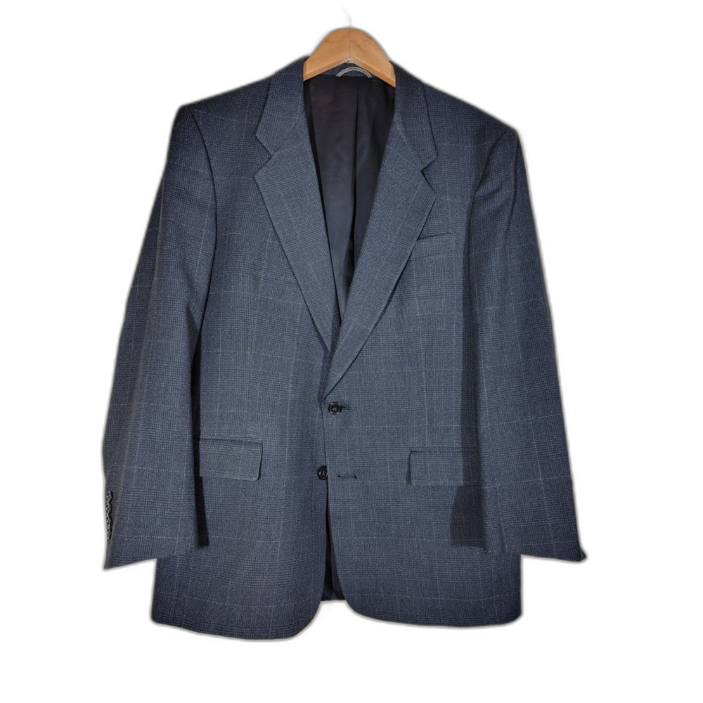 Christian Dior Monsieur Black Plaid Windowpane Sport Coat Suit Jacket Blazer- 41 - Picture 1 of 11